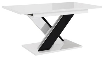Дешевый раскладной стол 140-180 белый и черный глянец