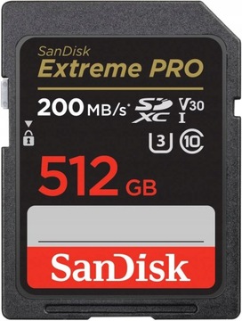 Карта памяти SANDISK EXTREME PRO 512GB SDXC 200mb / S V30