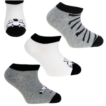 Шкарпетки з низьким берцем для маленьких хлопчиків, бавовняні шкарпетки з зеброю, 3 пари, 31-34