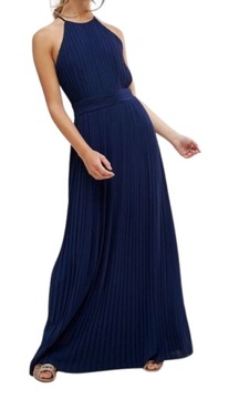 Женское платье макси темно-синее плиссированное r. 40