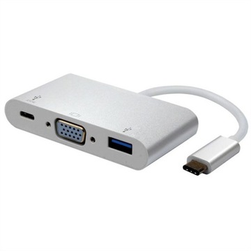USB / відео адаптер + концентратор, DP Alt Mode, USB C ( M) - VGA (D-sub) (F) + USB C