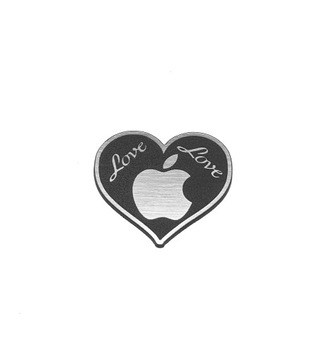Наклейка емблема любов яблуко срібло 44x40mm
