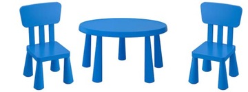 IKEA Маммут журнальный столик + 2 стула синий детский