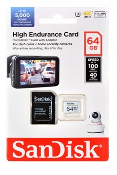 Карта памяти SanDisk High Endurance microSDXC 64 ГБ V30