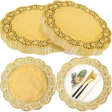 Золотые салфетки под тарелку 36 см ажурные салфетки для причастия набор из 50 злотых