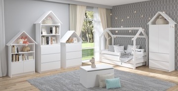 Комплект дитячих меблів для дитячого ліжка будиночок 160x80 набір з 6 ел. БІЛИЙ