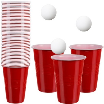 Пластикові чашки червоний великий 50шт гра пивний понг