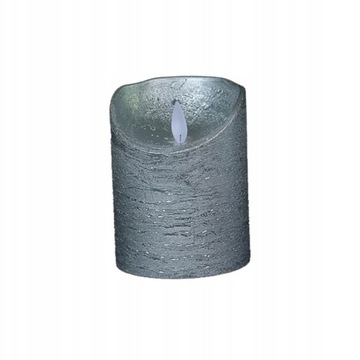 Светодиодная восковая свеча с движущимся пламенем-серебро 10 см