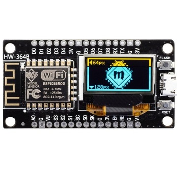 ESP8266 NodeMCU с OLED-дисплеем 0,96 " 128X64PX I2C CH340 с USB Micro