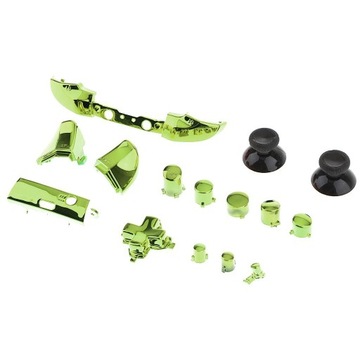 Full Button Set Thumbsticks Analog Stick ABXY Buttons Mod Kit Chrome Green