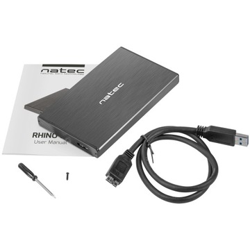 NATEC носорог GO карманный HDD / SSD USB 3.0 2.5 SATA 3 черный алюминий до 4TB