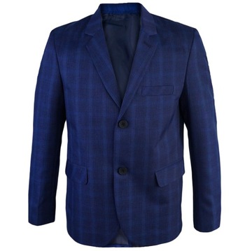 Пиджак для мальчиков на причастии элегантный синий клетчатый пуговицы KADA 176