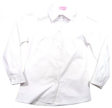 белая рубашка для девочек 98/104 эластичный хлопок