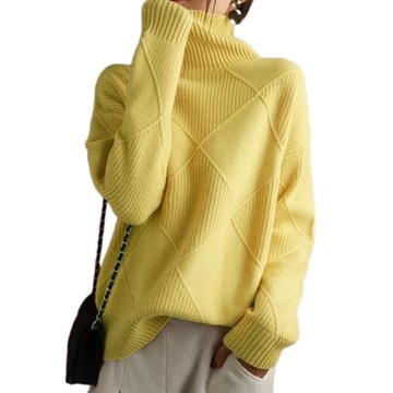 100% чиста вовна вільний приталений светр з високим коміром