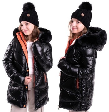 Зимняя куртка "Pati" для девочек однотонная черная теплая R. 134 / 140 см