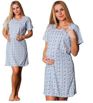 Ночная рубашка для беременных, для кормления, родов, больницы, пуговицы, цветы, хлопок, м