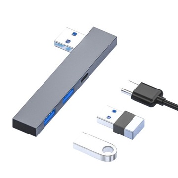 USB Мужской к USB 2.0+USB 3.0 + USB-C/Type-C женский адаптер серый