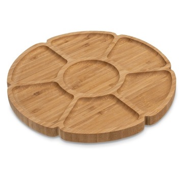 Кругла дерев'яна сервірувальна тарілка бамбукове блюдо для закусок