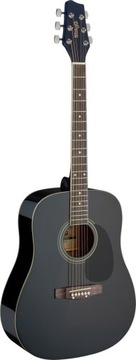Stagg SA20D BLK акустична гітара Дредноут чорний високий глянець