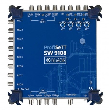 Усилитель + Multiswitch SAT + DVBT2 профессиональный комплект SW-9108 TELMOR