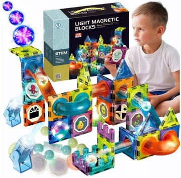 Магнітні будівельні блоки світиться трек 75 el 3D MAGNETIC TILES
