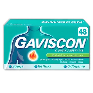 Гавискон 48 шт. таблетки со вкусом мяты, изжога, рефлюкс, отрыжка