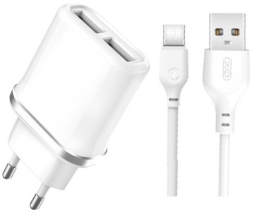Зарядное устройство XO-L52 2x USB + кабель USB-C typC
