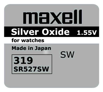 * Серебряный аккумулятор mini Maxell 319 / SR 527 SW