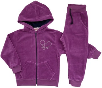 Велюровый спортивный костюм для девочки фиолетовый с мышкой 128