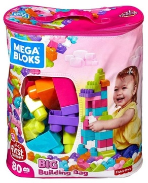 MEGA BLOKS БУДІВЕЛЬНІ БЛОКИ МІШОК ВЕЛИКИЙ РОЖЕВИЙ 80 EL DCH62