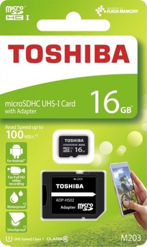 TOSHIBA microSD 16GB M203 UHS-I U1 адаптер