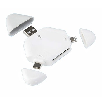 Пристрій читання карт пам'яті 3 в 1 SD / TF APPLE + USB + USB-C + Micro USB