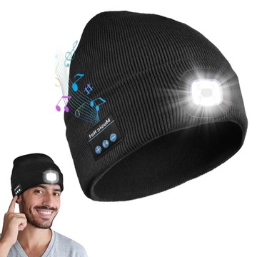 ЗИМНЯЯ ШАПКА СВЕТОДИОДНЫЙ ФОНАРИК С НАУШНИКАМИ BLUETOOTH