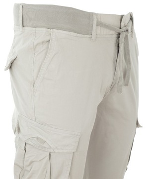 брюки-карго-джоггеры с завязками хлопок светло-серый W48