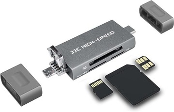 JJC SD кард-рідер 3 в 1 USB 3.0 Micro USB 2.0 Type-C 3.0 (сірий)