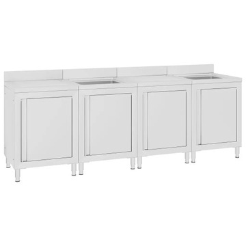 vidaXL шкаф для общественного питания с раковиной, 240x60x96 см, нержавеющая сталь