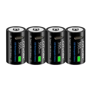 4шт 3.7 V CR2 акумуляторна батарея 350mAh зарядка USB-C