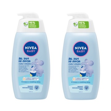 Nivea BABY 2in1 гель для миття ванни і шампунь з насосом для дітей 2 x 500 мл