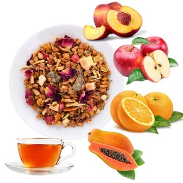 Прохладный Куджа фруктовый чай 400г яблоко, апельсин, папайя, персик