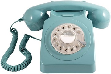 Ретро-телефон, стаціонарний з обертовим циферблатом, синій