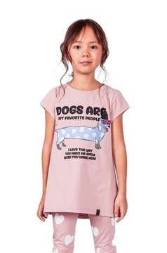 Рожева бавовняна туніка для дівчаток з коротким рукавом ALL FOR KIDS 104/110