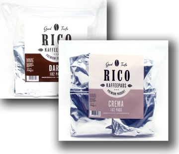 Кава в пакетиках Rico Kaffee Premium CREMA і DARK - 204 пакетика-2 шт.