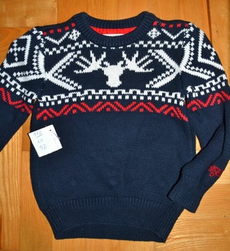 972^ рождественский свитер с рисунком оленя 2/3 Лет_92 см