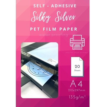 Срібний шовковистий самоклеючий папір A4 135g / m2