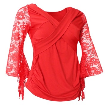Блузка для бальных танцев Латинская Сальса топы XL красный