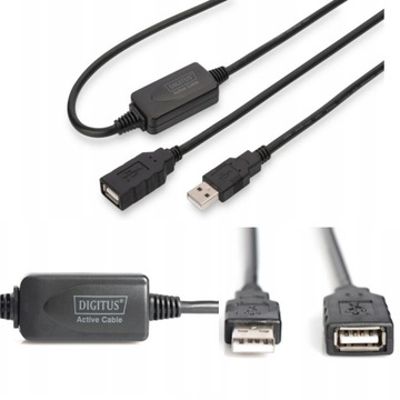 DIGITUS кабель удлинитель USB A 2.0 активный 10м