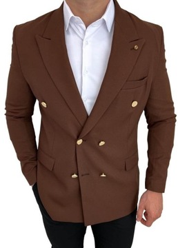 Коричневый пиджак мужской двубортный H95 - 50