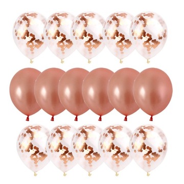 Воздушные шары из розового золота с конфетти из розового золота
