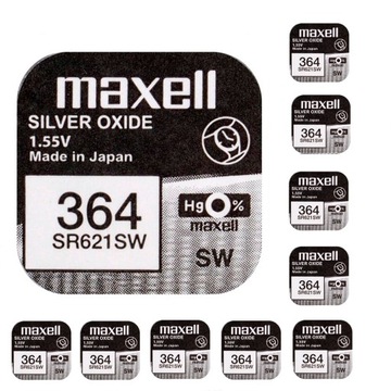 АККУМУЛЯТОР MAXELL 364 SR621SW 1,55 В 10 ШТ.