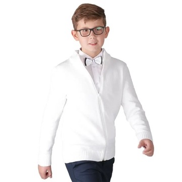 Білі Светри для причастя хлопчиків на блискавці білий светр 748d 140